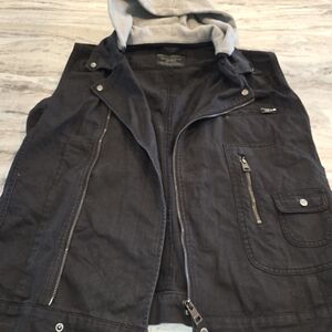 ZARA MAN Biker Style Sleeveless Hoodie Size XL